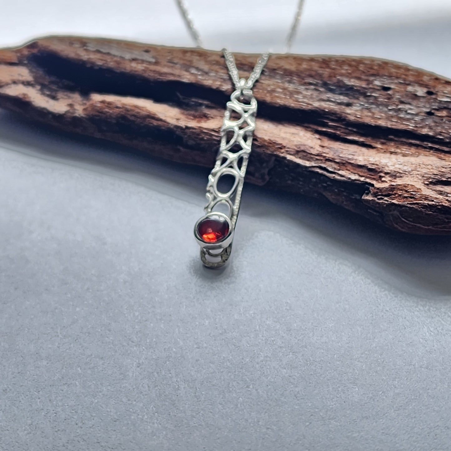 Sterling silver bubble necklace with garnet