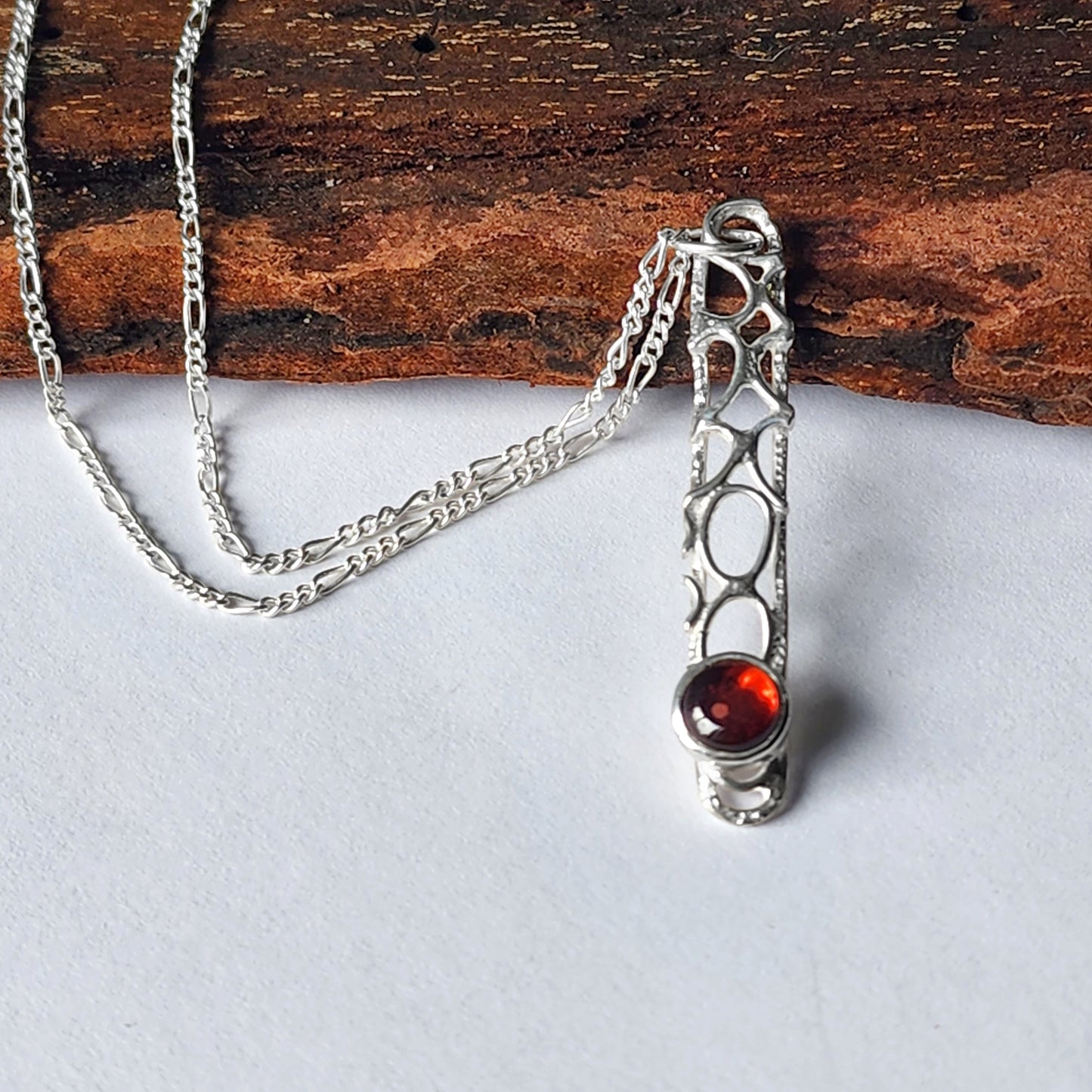 Sterling silver bubble necklace with garnet