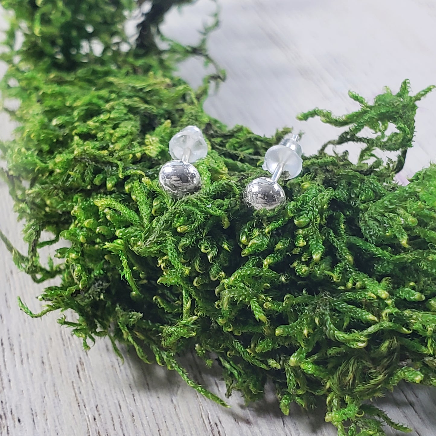 Ball stud sterling silver earrings