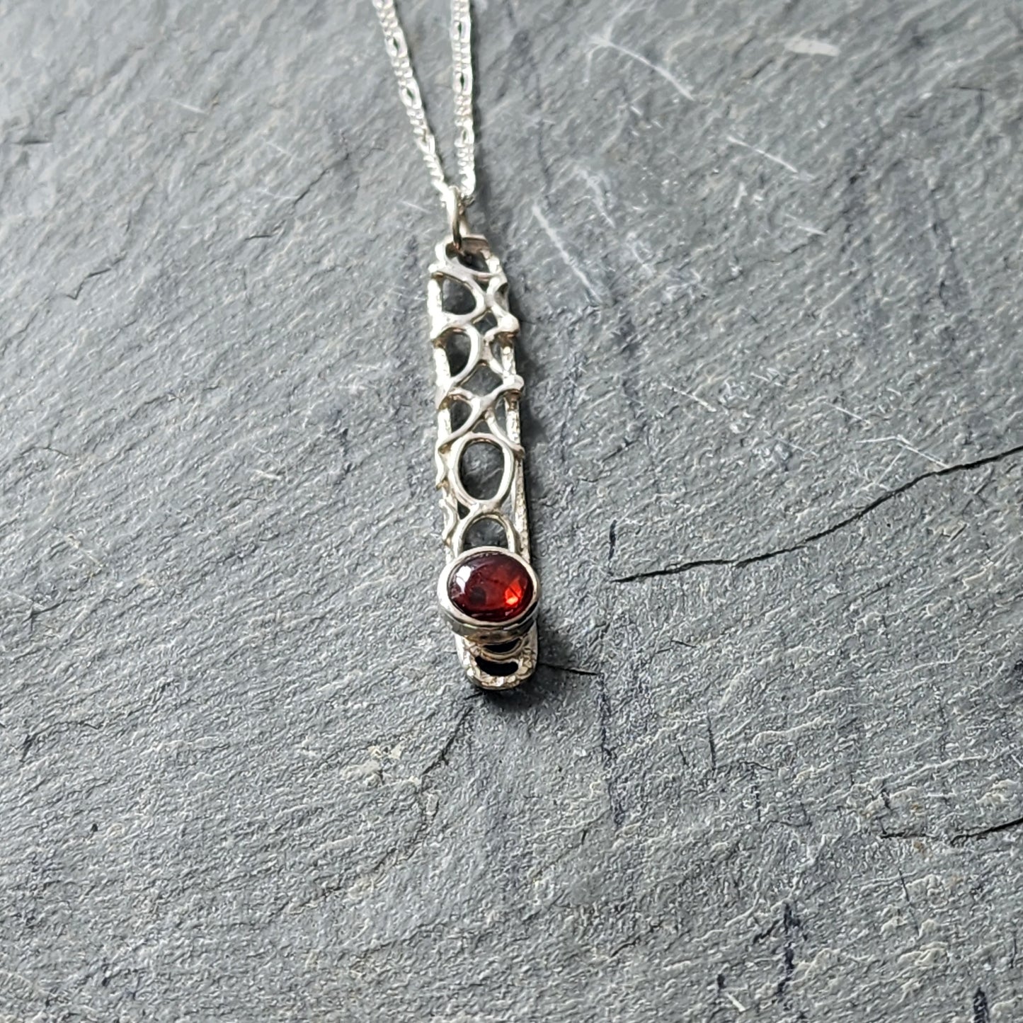 Sterling silver bubble necklace with garnet