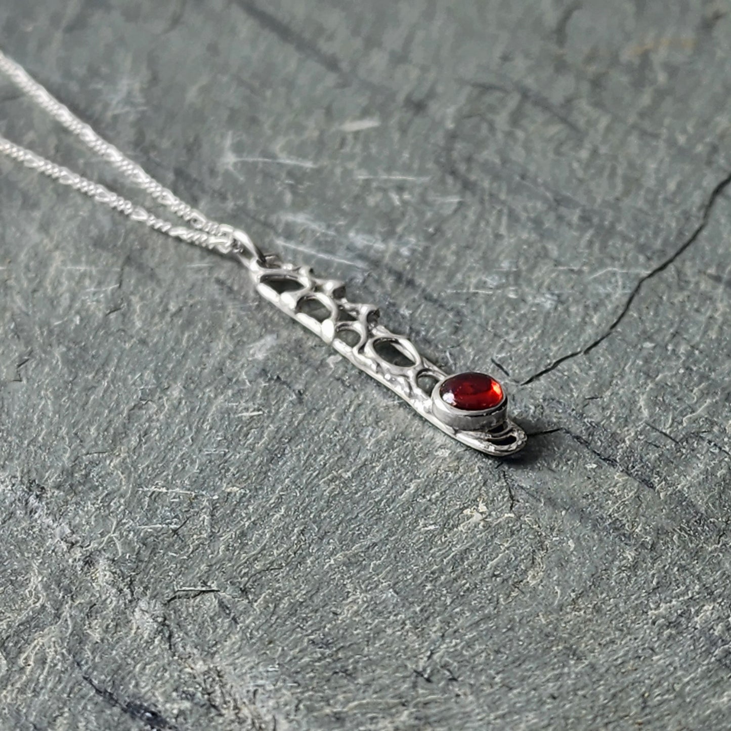 Sterling silver bubble necklace with garnet