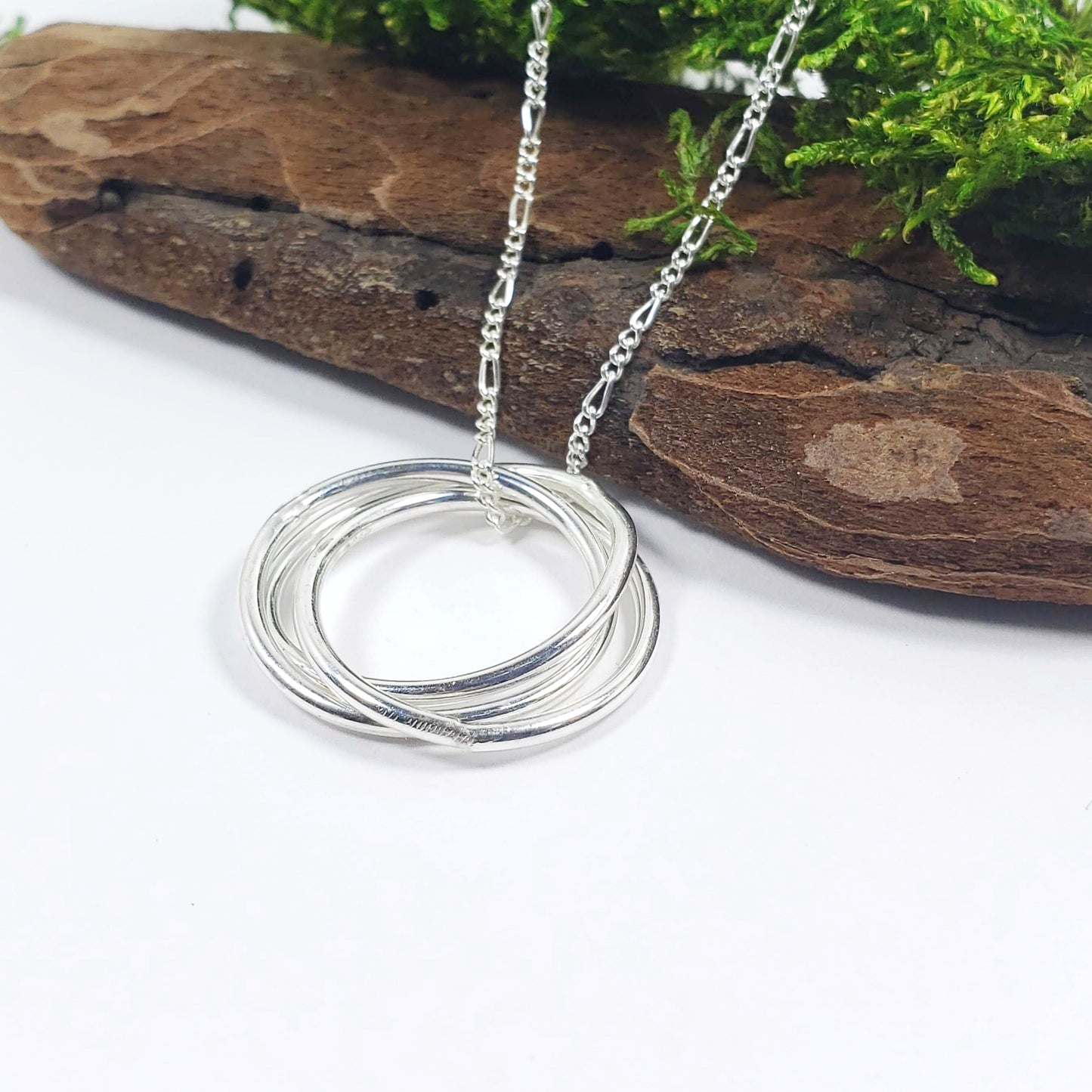 Sterling silver triple rings necklace