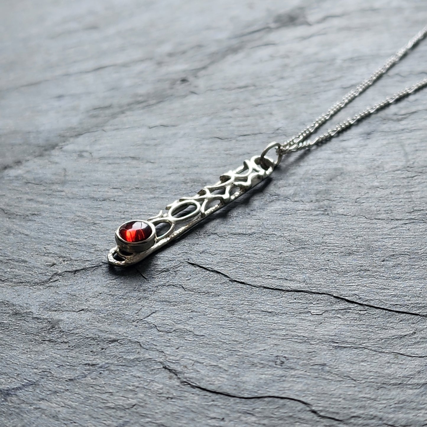 Sterling silver bubble necklace with garnet