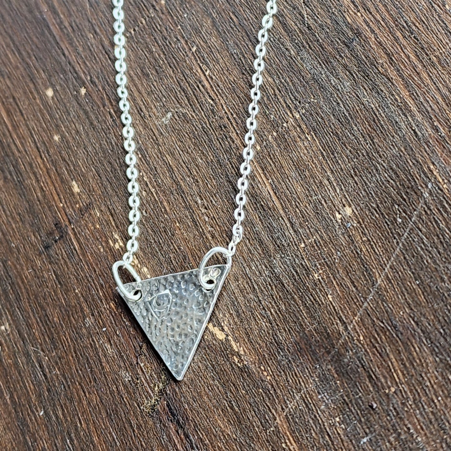 Sterling silver hammered triangle necklace