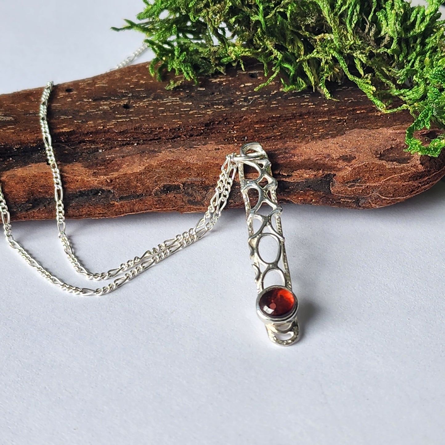 Sterling silver bubble necklace with garnet