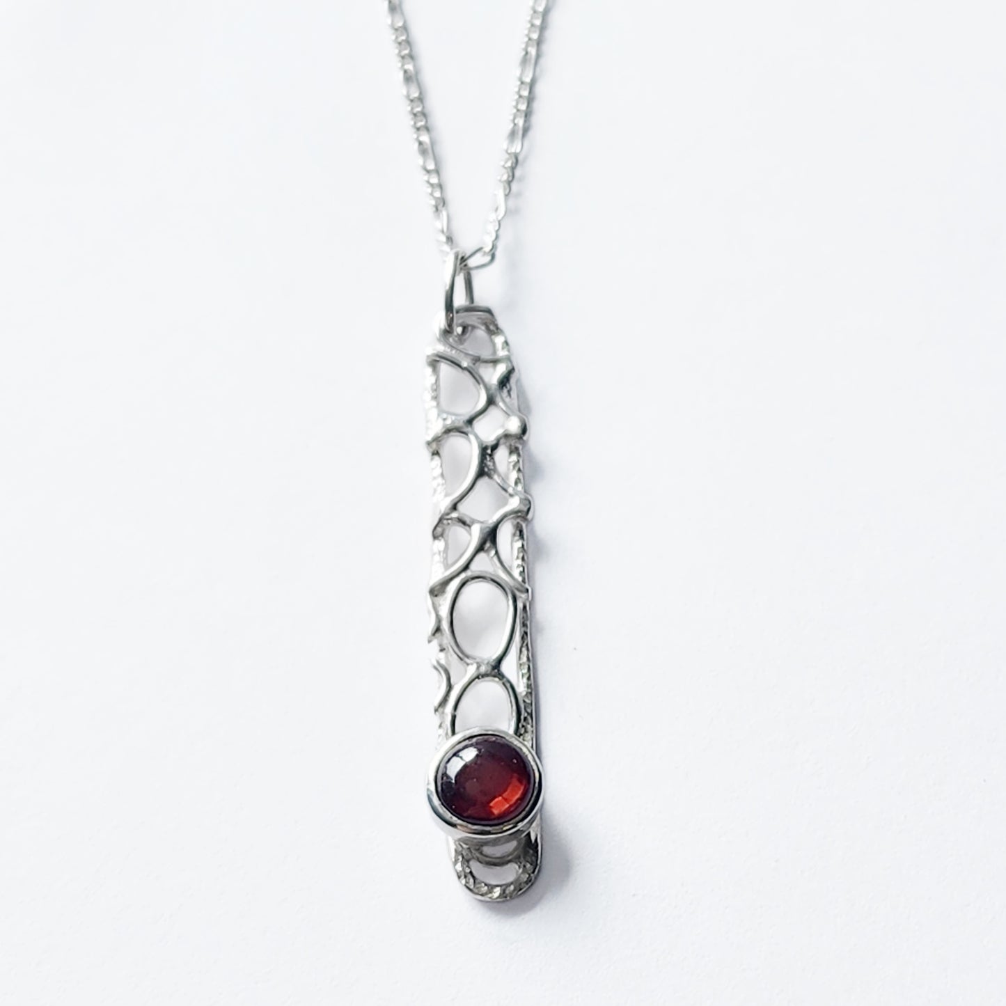 Sterling silver bubble necklace with garnet