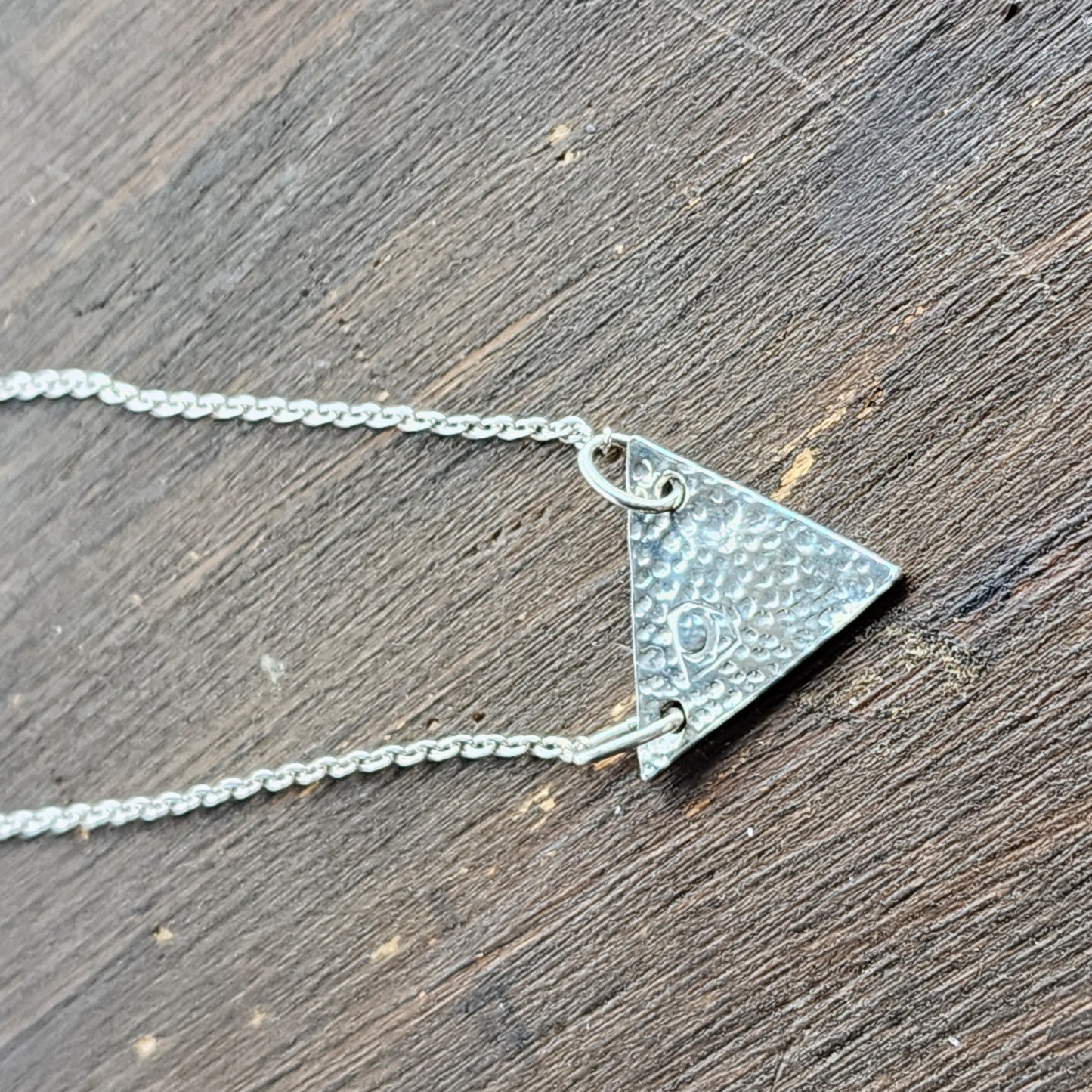 Sterling silver hammered triangle necklace