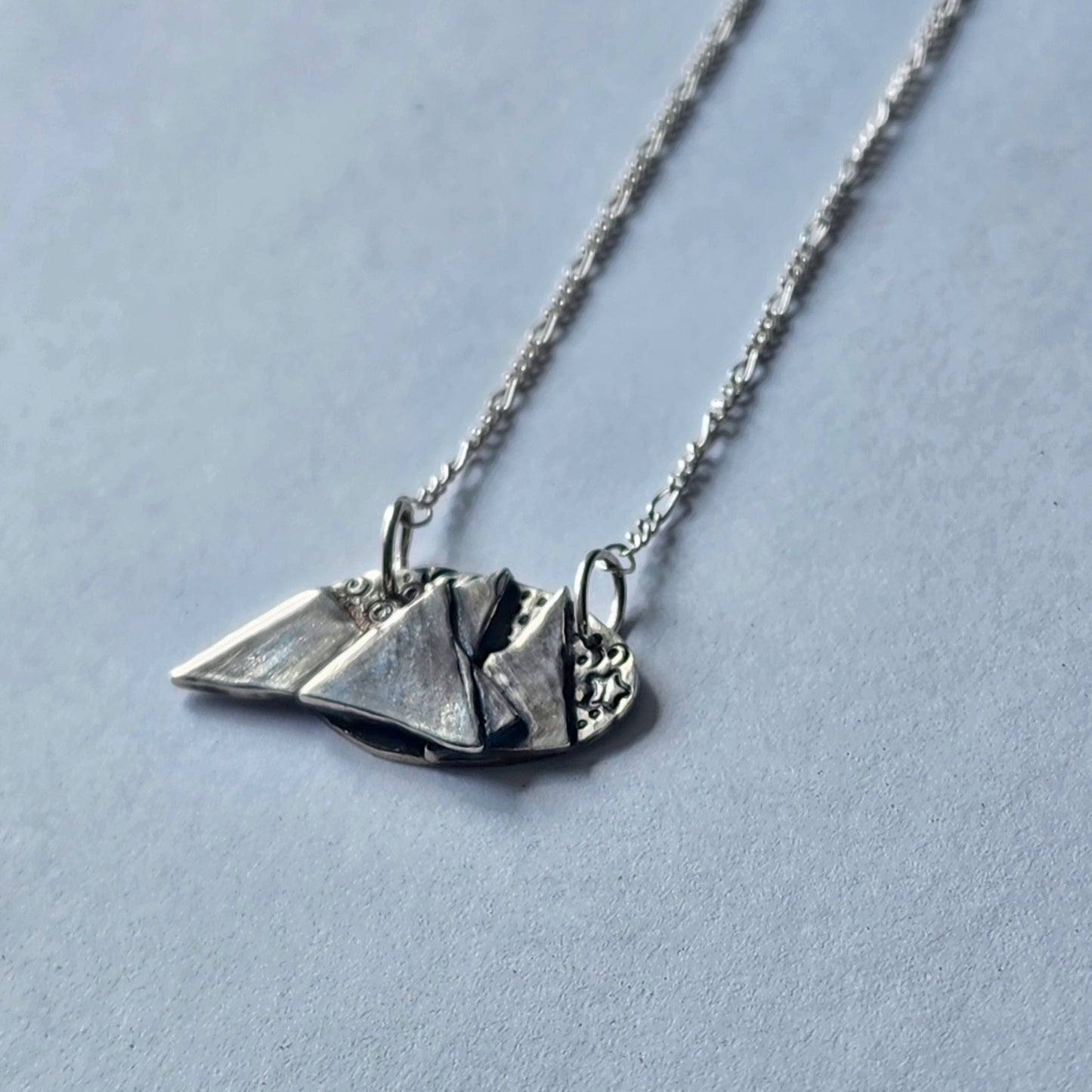 Sterling silver mountain-scape necklace