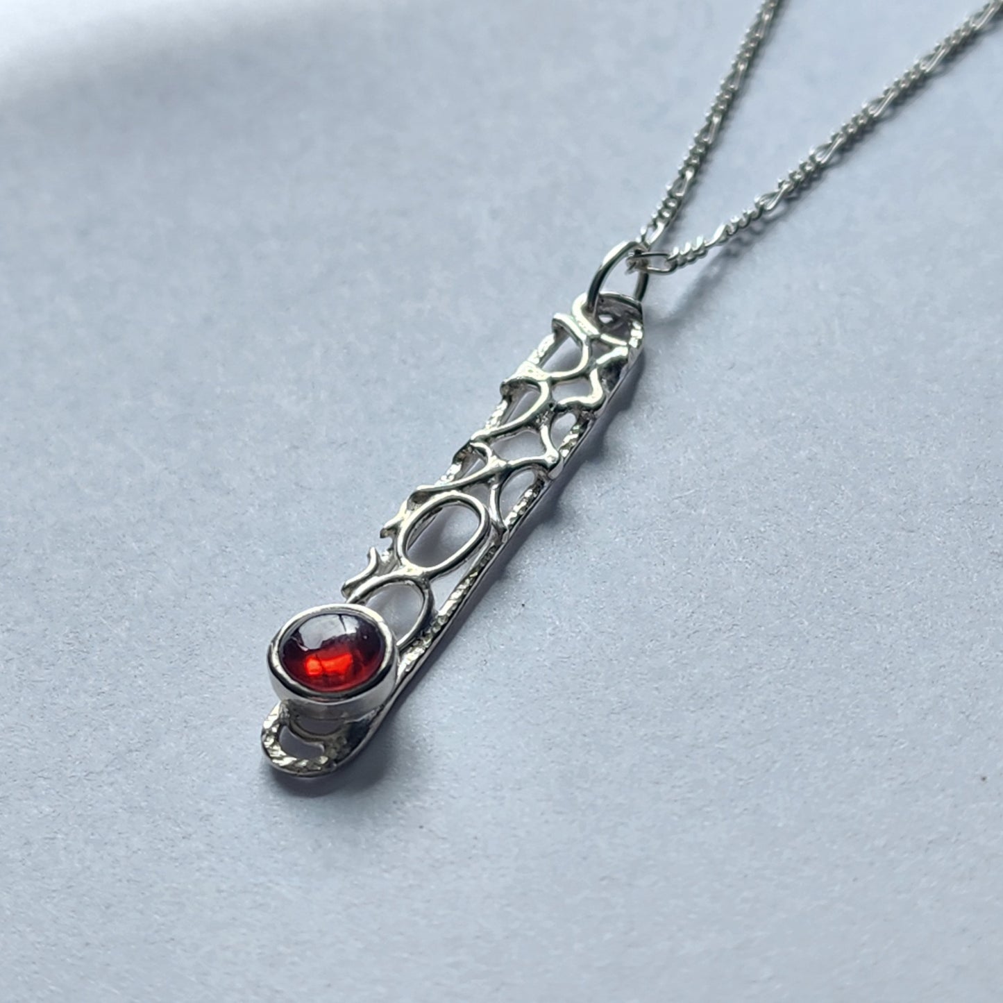 Sterling silver bubble necklace with garnet