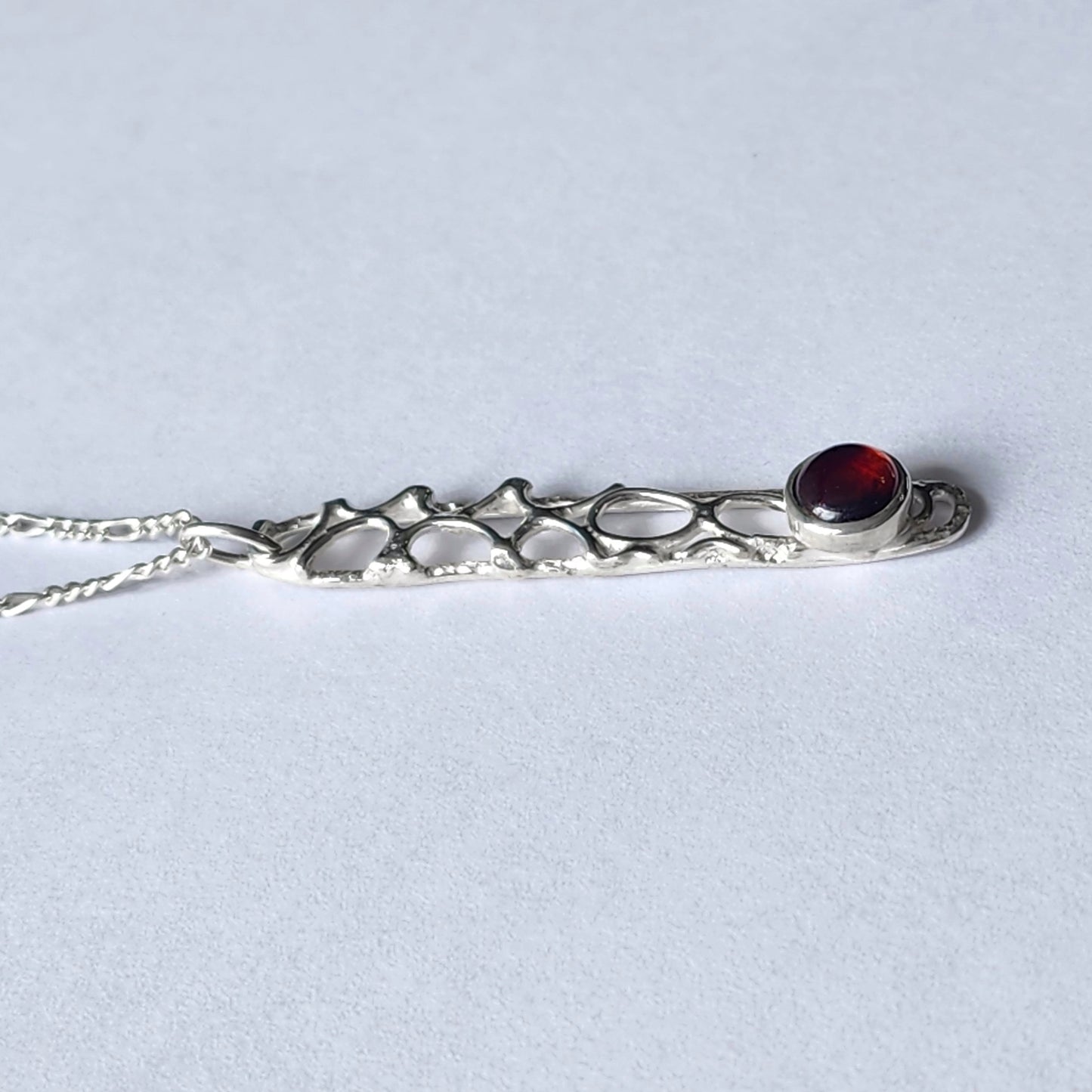 Sterling silver bubble necklace with garnet