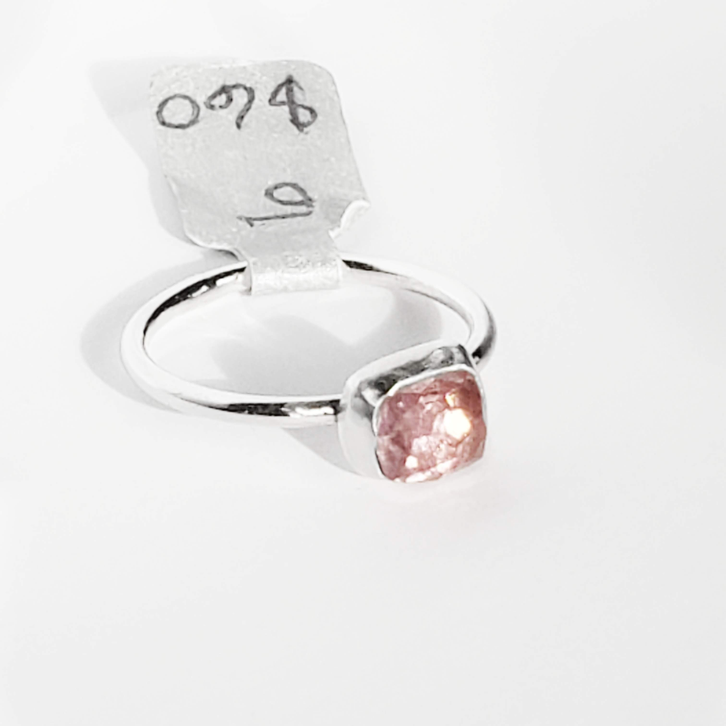 Pink tourmaline sterling silver ring, size 6