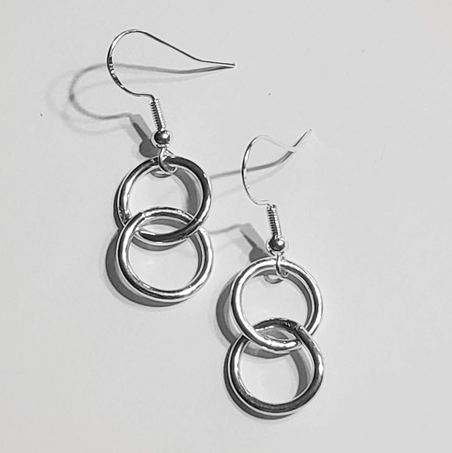 Sterling silver dainty double hoop dangle earrings