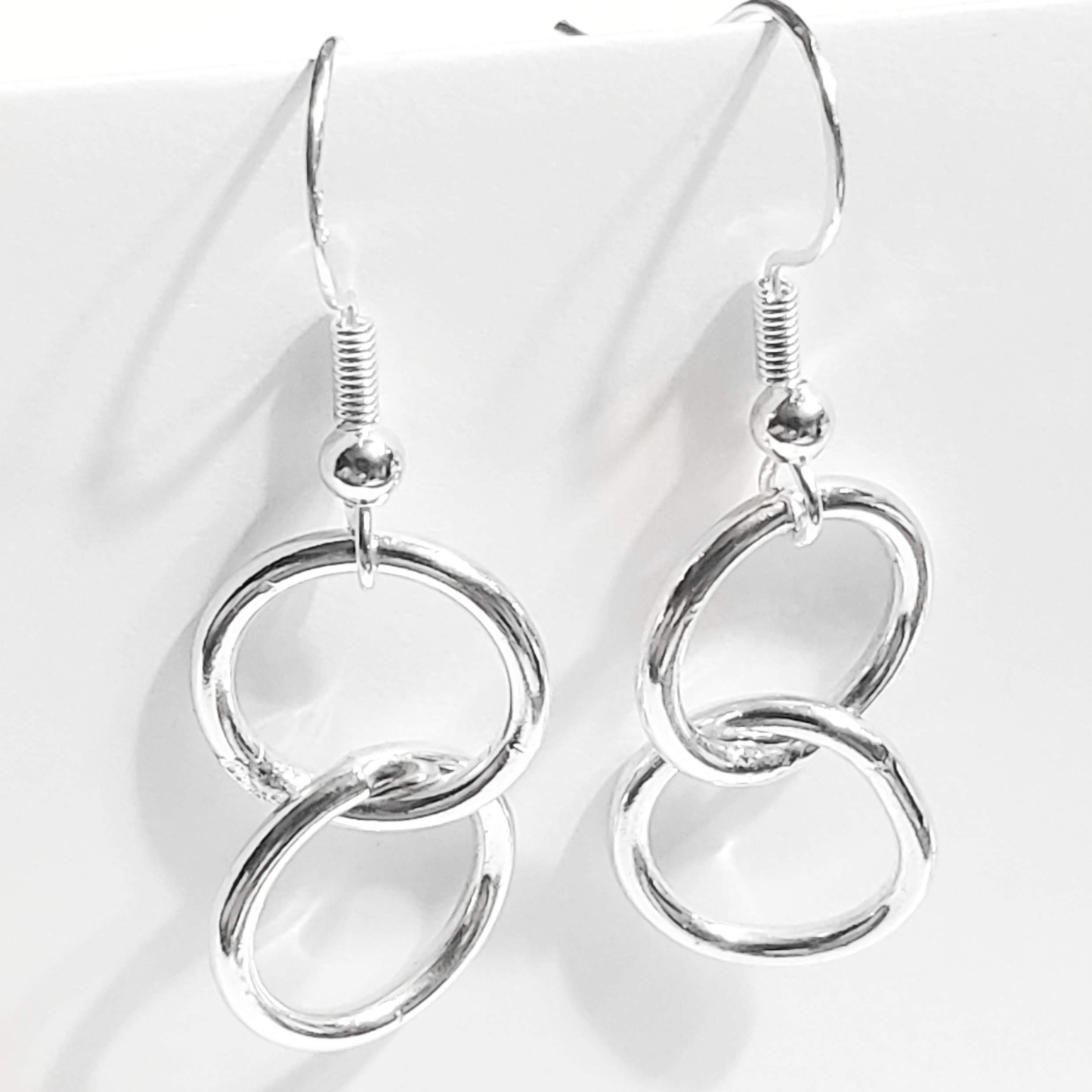 Sterling silver dainty double hoop dangle earrings