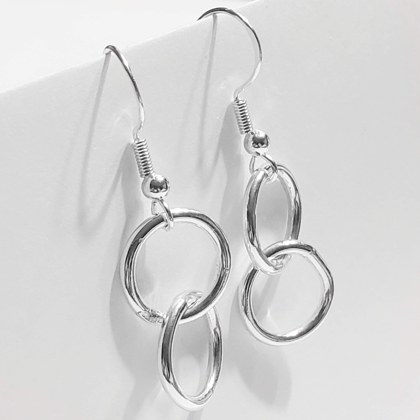 Sterling silver dainty double hoop dangle earrings