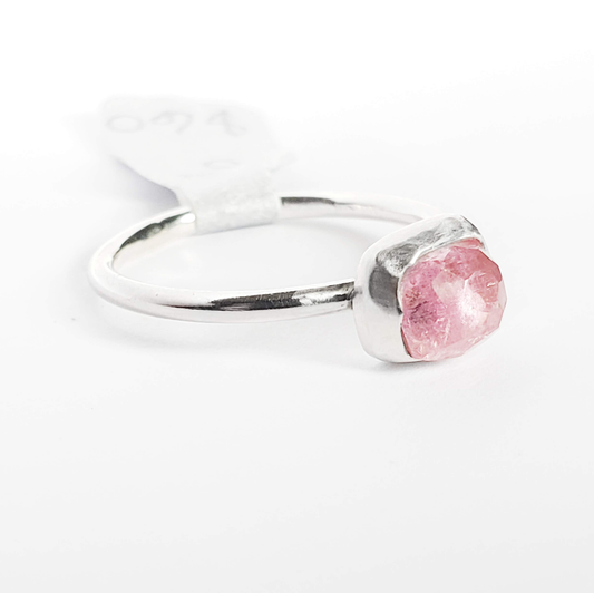 Pink tourmaline sterling silver ring, size 6