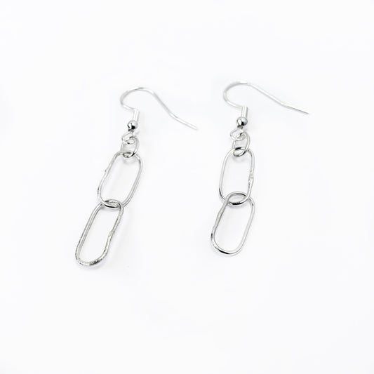 Minimalist paper clip sterling silver dangle earrings