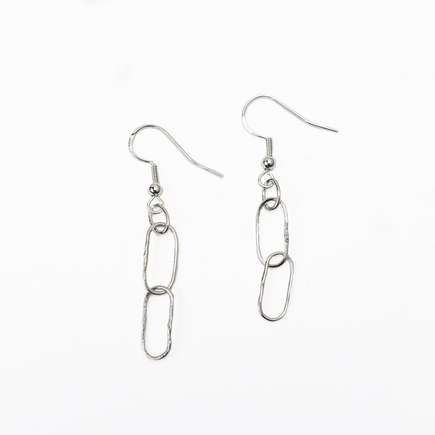 Minimalist paper clip sterling silver dangle earrings