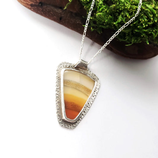 Sterling silver candy corn inspired banded agate necklace